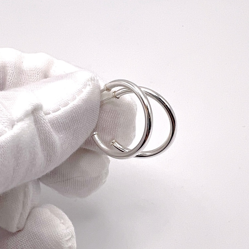 .925 Sterling Silver 19mm x 2mm Post Hoop Earrings - Picture 6 of 15